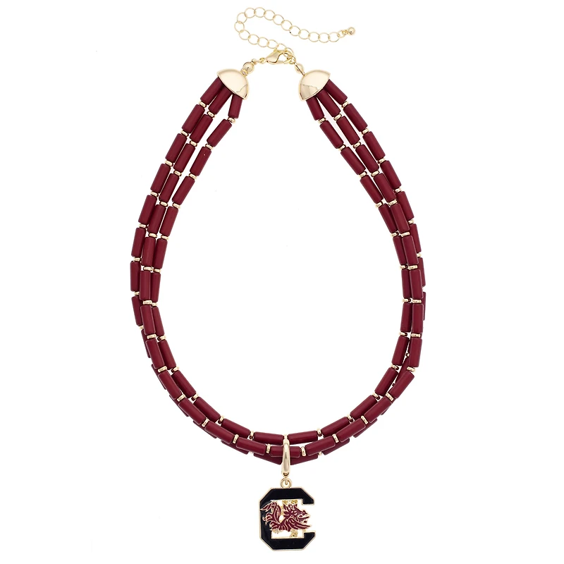 CANVAS Style South Carolina Gamecocks Three-Row Beaded Necklace