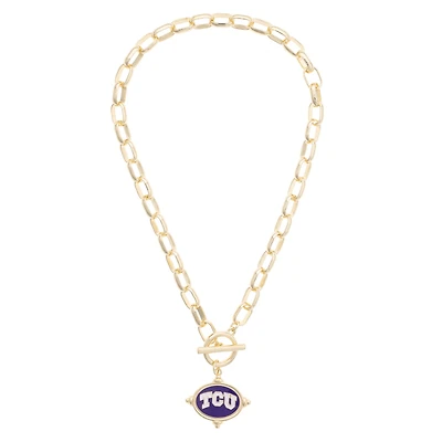 Women's CANVAS Style TCU Horned Frogs Intaglio Necklace