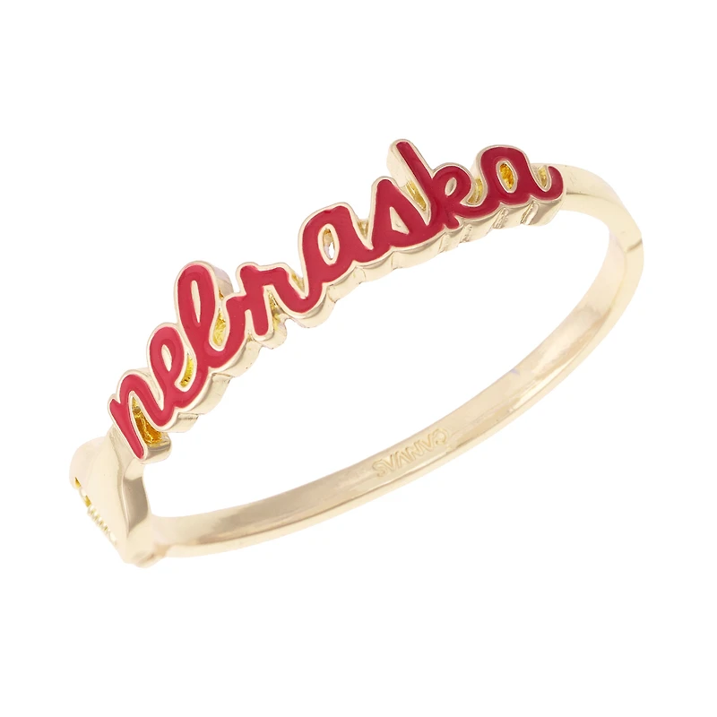 CANVAS Style Nebraska Huskers Cursive Hinge Bangle
