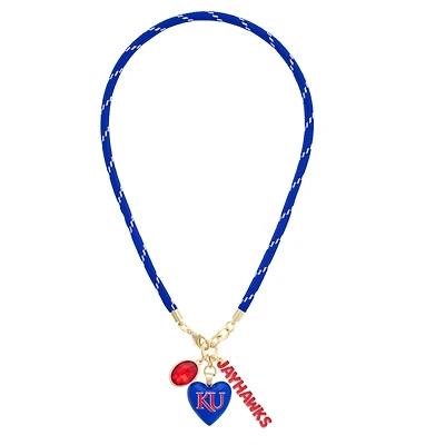 Women's CANVAS Style Kansas Jayhawks Heart Paracord Necklace