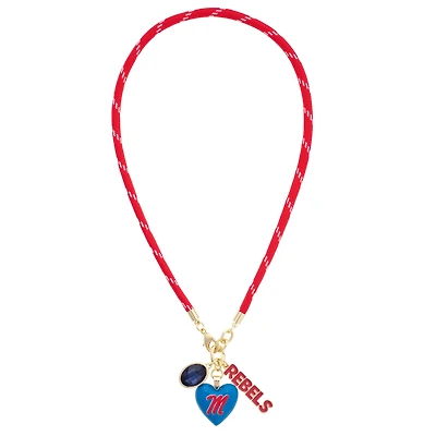 Women's CANVAS Style Ole Miss Rebels Heart Paracord Necklace