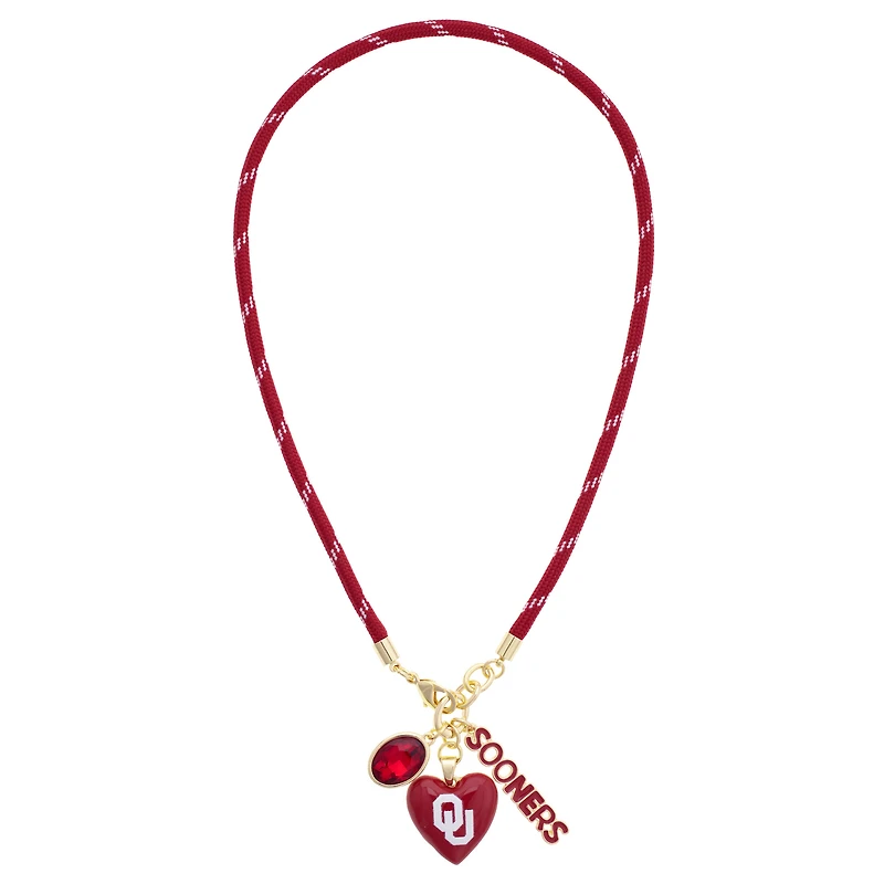 Women's CANVAS Style Oklahoma Sooners Heart Paracord Necklace