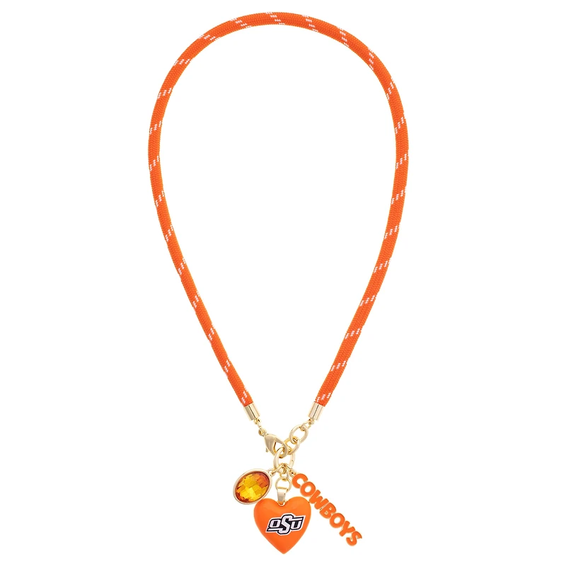 Women's CANVAS Style Oklahoma State Cowboys Heart Paracord Necklace