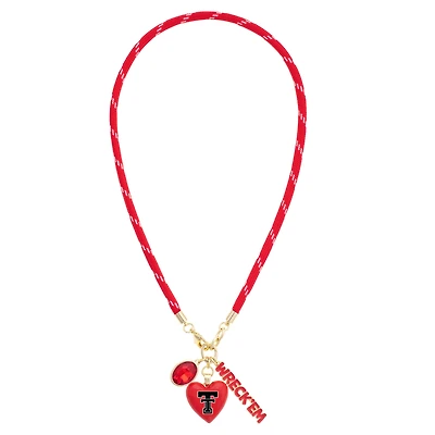 Women's CANVAS Style Texas Tech Red Raiders Heart Paracord Necklace