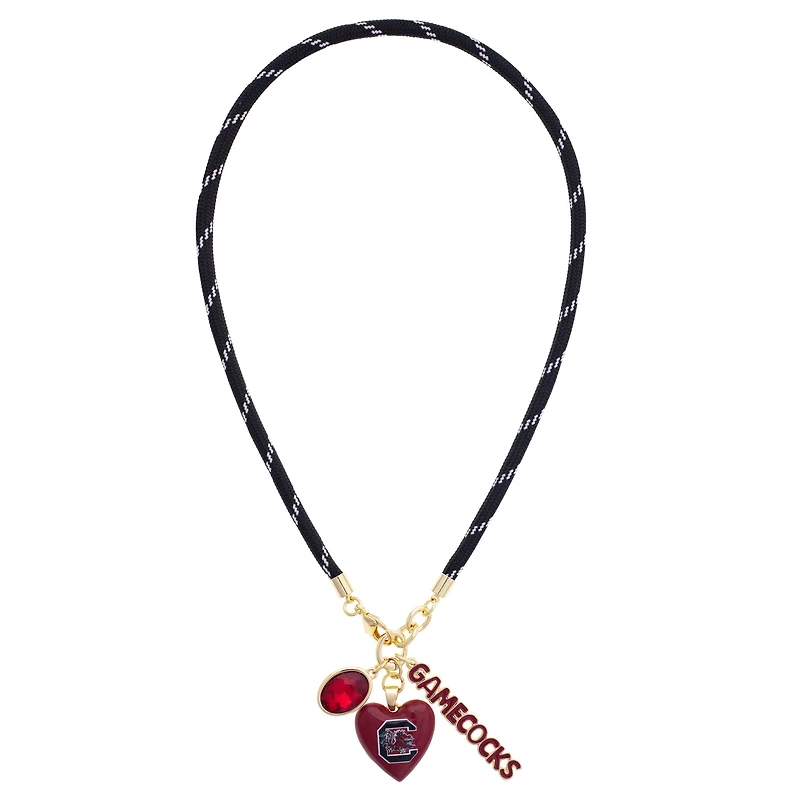 Women's CANVAS Style South Carolina Gamecocks Heart Paracord Necklace