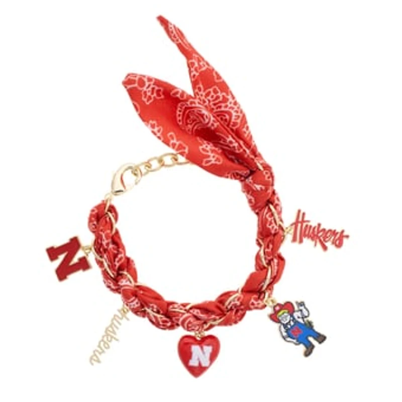Women's CANVAS Style Nebraska Huskers Bandana Charm Bracelet