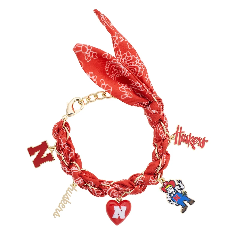 Women's CANVAS Style Nebraska Huskers Bandana Charm Bracelet