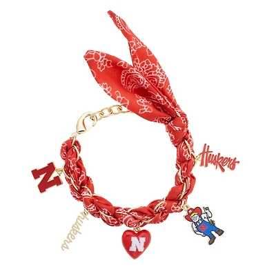 Women's CANVAS Style Nebraska Huskers Bandana Charm Bracelet