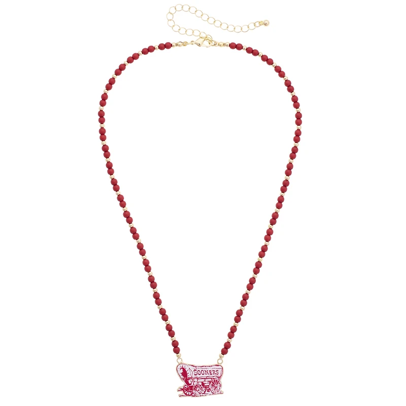 Women's CANVAS Style Oklahoma Sooners Beaded Spirit Necklace