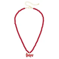 Women's CANVAS Style Nebraska Huskers Beaded Logo Necklace