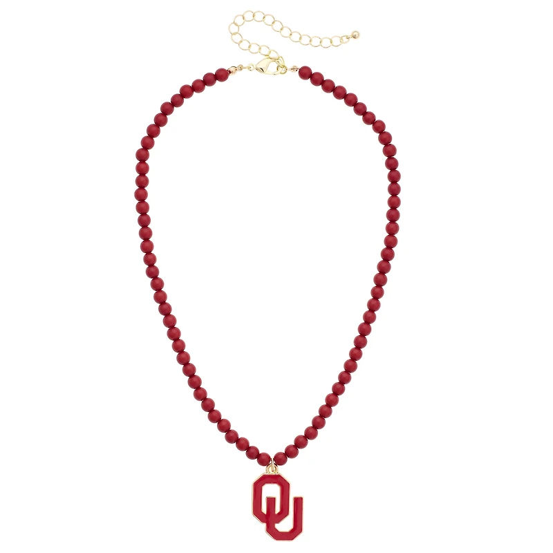 Women's CANVAS Style Oklahoma Sooners Beaded Logo Necklace