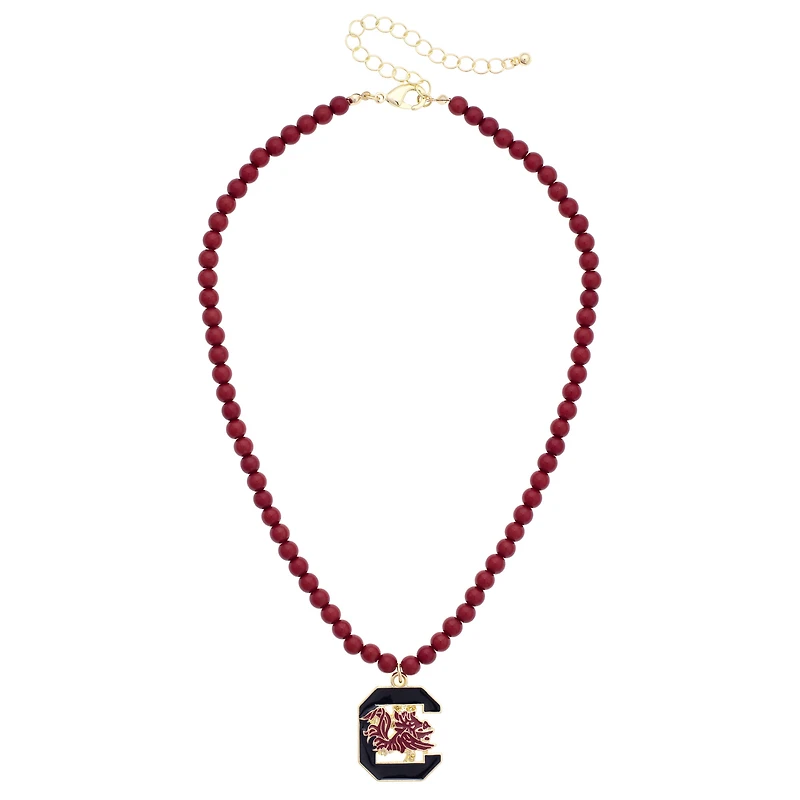 Women's CANVAS Style South Carolina Gamecocks Beaded Logo Necklace