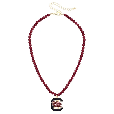Women's CANVAS Style South Carolina Gamecocks Beaded Logo Necklace