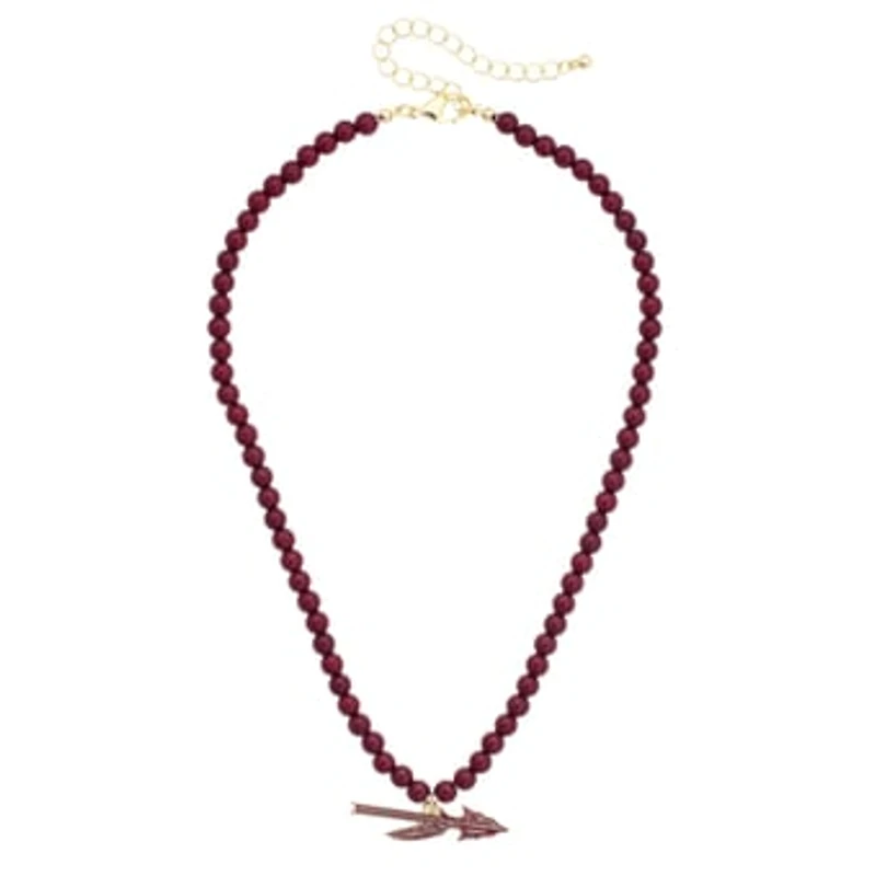Women's CANVAS Style Florida State Seminoles Beaded Logo Necklace