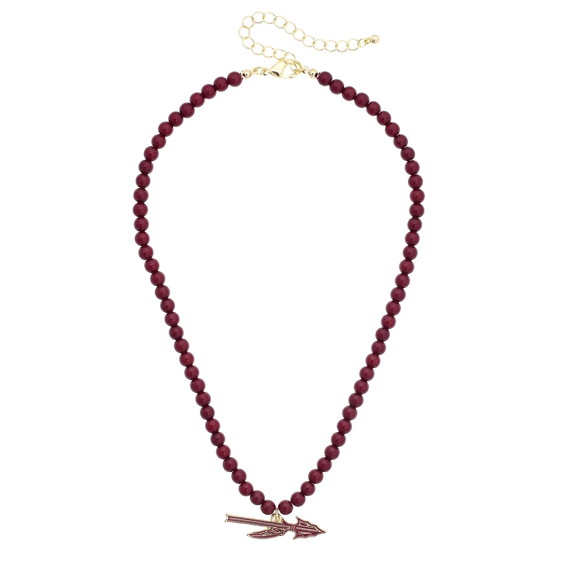 Women's CANVAS Style Florida State Seminoles Beaded Logo Necklace