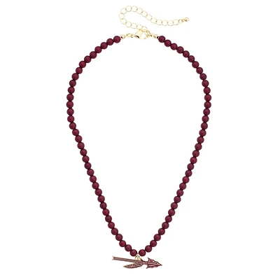 Women's CANVAS Style Florida State Seminoles Beaded Logo Necklace