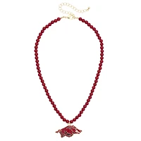 Women's CANVAS Style Arkansas Razorbacks Beaded Logo Necklace