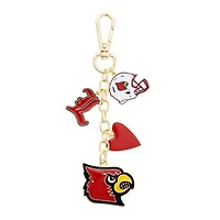CANVAS Style Louisville Cardinals Heart Cluster Bag Charm