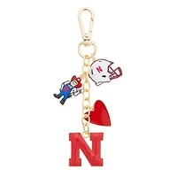 CANVAS Style Nebraska Huskers Heart Cluster Bag Charm