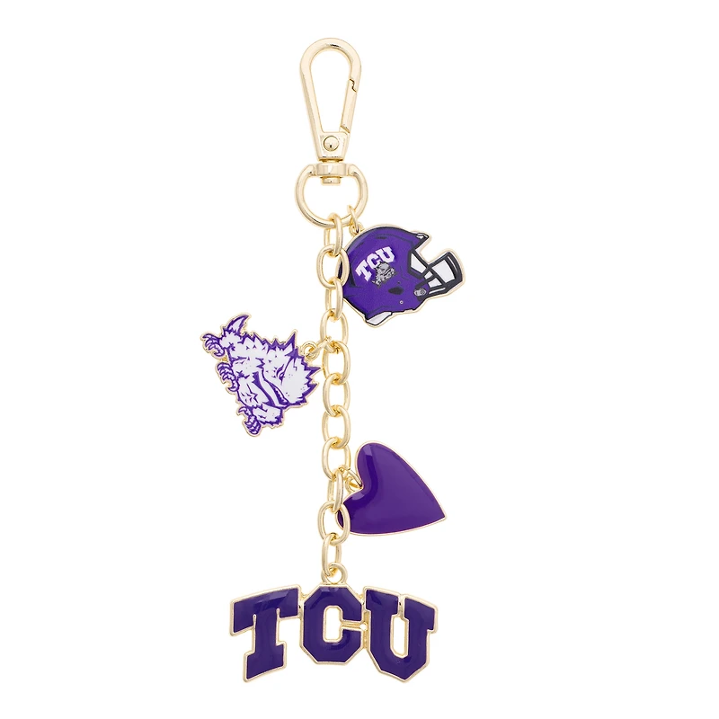 CANVAS Style TCU Horned Frogs Heart Cluster Bag Charm