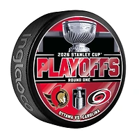 Carolina Hurricanes vs. Ottawa Senators Inglasco 2026 Stanley Cup Playoffs First Round Dueling Match-Up Hockey Puck