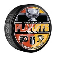 Pittsburgh Penguins vs. Philadelphia Flyers Inglasco 2026 Stanley Cup Playoffs First Round Dueling Match-Up Hockey Puck