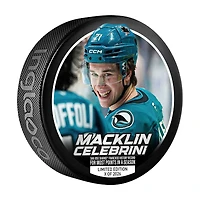 Macklin Celebrini San Jose Sharks Inglasco Franchise Single-Season Points Record Hockey Puck - Limited Edition of 2026