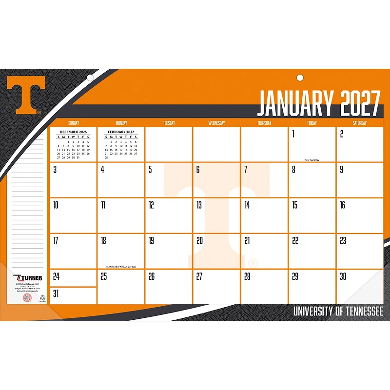 Tennessee Volunteers 17" x 11" Desk Pad Calendar