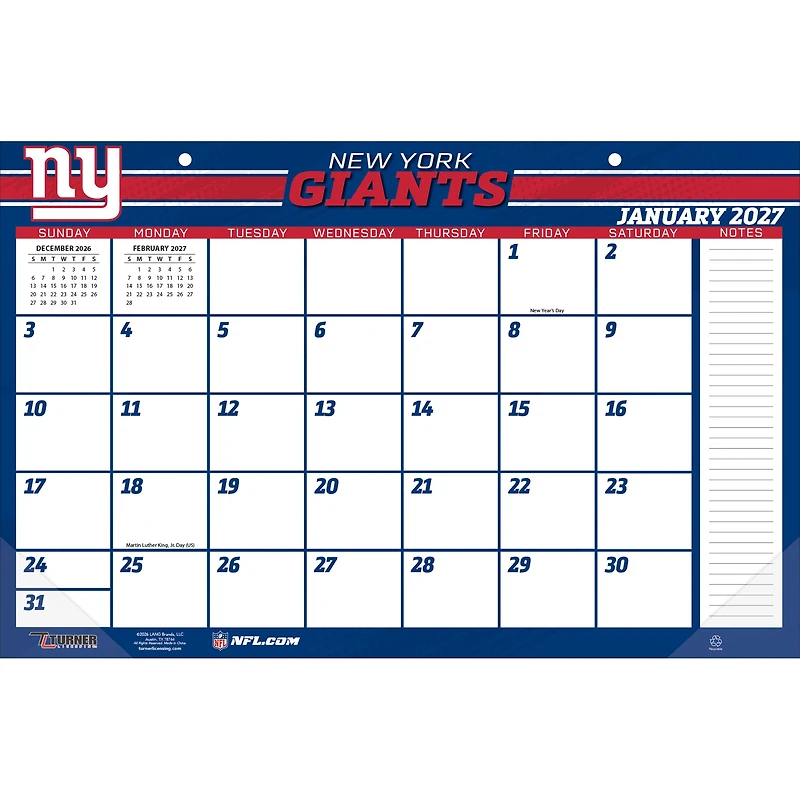 New York Giants 17" x 11" Desk Pad Calendar