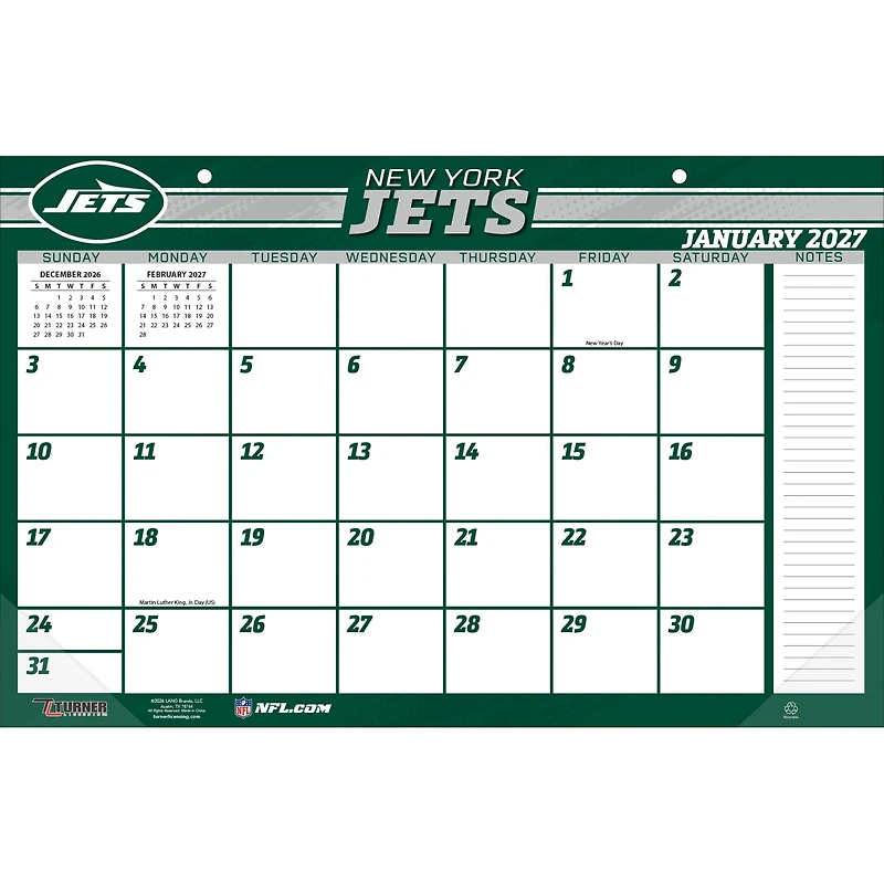 New York Jets 17" x 11" Desk Pad Calendar