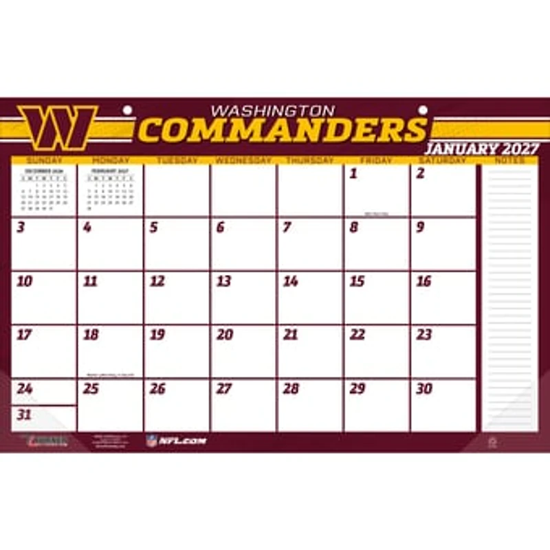 Washington Commanders 17" x 11" Desk Pad Calendar