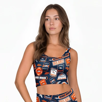 Women's Concepts Sport Navy Denver Broncos Grady Allover Print Bralette
