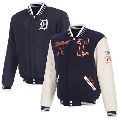 Men's JH Design Navy Detroit Tigers Reversible Varsity Jacket