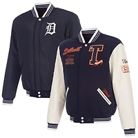 Men's JH Design  Navy Detroit Tigers Reversible Varsity Jacket