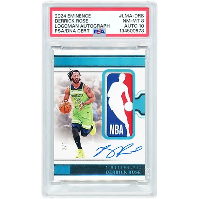 Derrick Rose Minnesota Timberwolves Autographed 2024-25 Panini Eminence Game-Used Logoman Relic #LMA-DRS #2/5 PSA Authenticated 8/10 Card