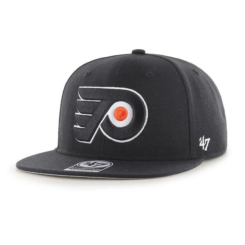 Men's '47  Black Philadelphia Flyers No Shot Captain Snapback Hat