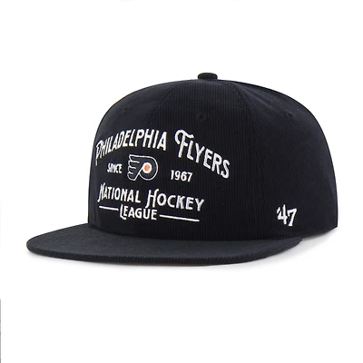 Men's '47  Black Philadelphia Flyers Whitlock Corduroy Captain Snapback Hat