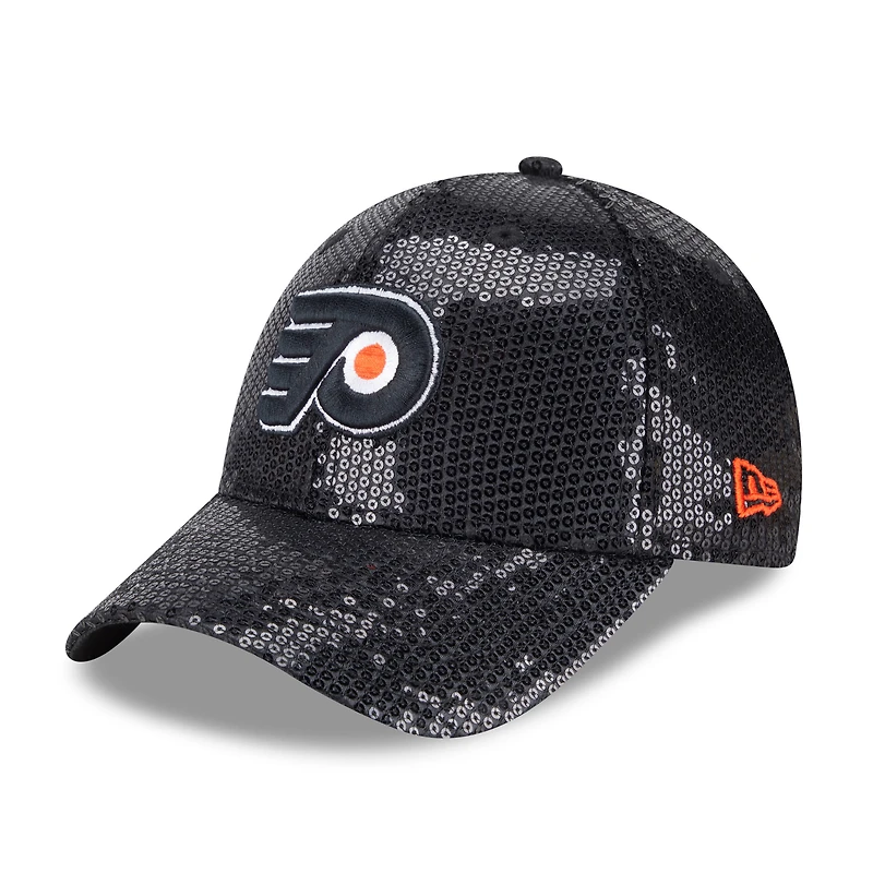 Women's New Era  Black Philadelphia Flyers Sequin 9FORTY Adjustable Hat