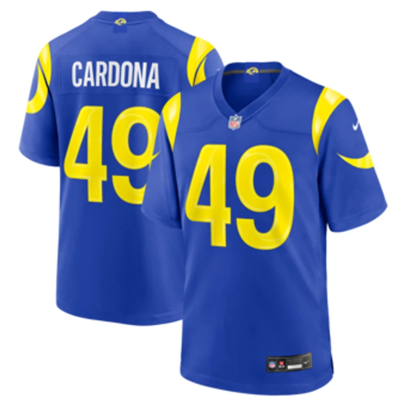 Men's Nike Joe Cardona  Royal Los Angeles Rams Team Game Jersey