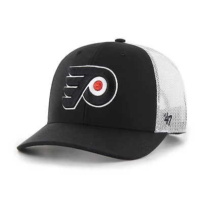 Men's '47  Black/White Philadelphia Flyers Logo Trucker Adjustable Hat