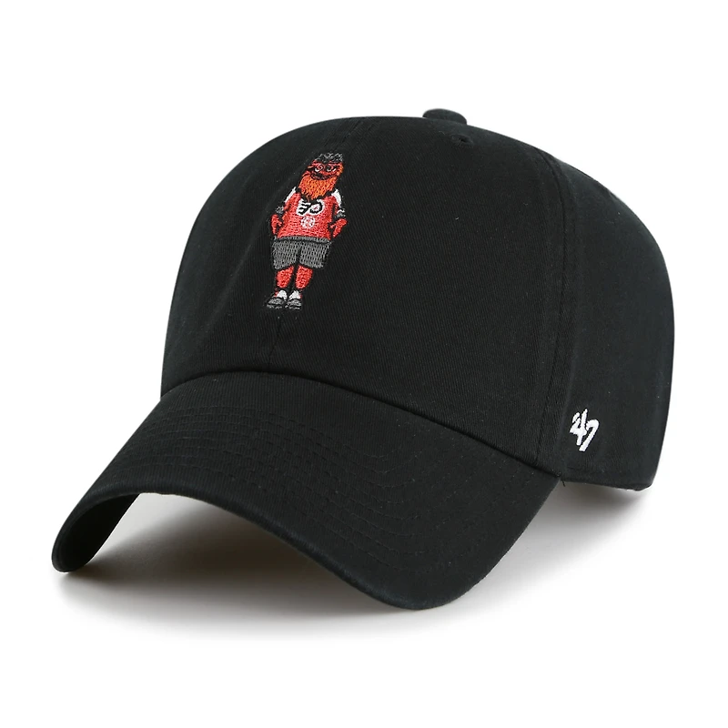Men's '47  Black Philadelphia Flyers Gritty Alternate Logo Clean Up Adjustable Hat