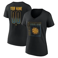 Women's Black Boston Bruins Home Ice Pop Personalized Name & Number V-Neck T-Shirt