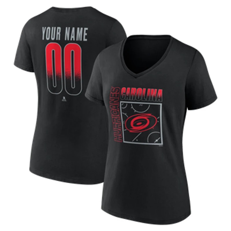 Women's Black Carolina Hurricanes Home Ice Pop Personalized Name & Number V-Neck T-Shirt