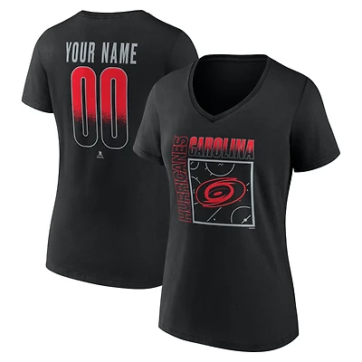 Women's Black Carolina Hurricanes Home Ice Pop Personalized Name & Number V-Neck T-Shirt