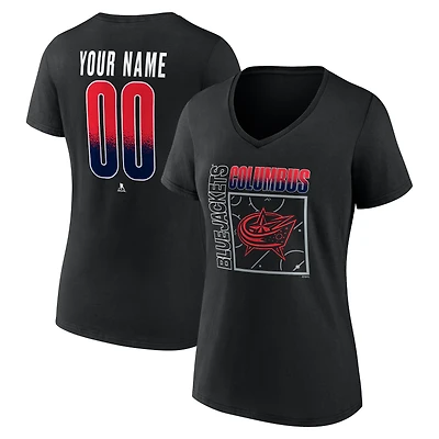 Women's Black Columbus Blue Jackets Home Ice Pop Personalized Name & Number V-Neck T-Shirt