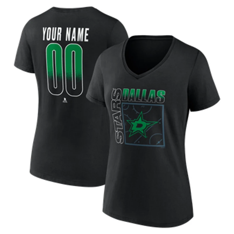 Women's Black Dallas Stars Home Ice Pop Personalized Name & Number V-Neck T-Shirt