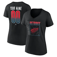 Women's Black Detroit Red Wings Home Ice Pop Personalized Name & Number V-Neck T-Shirt