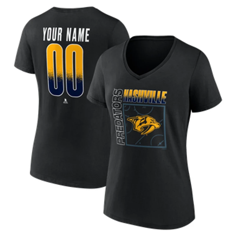 Women's Black Nashville Predators Home Ice Pop Personalized Name & Number V-Neck T-Shirt