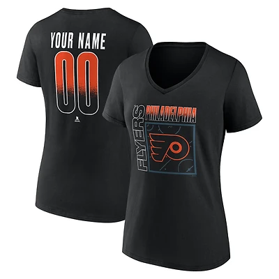 Women's Black Philadelphia Flyers Home Ice Pop Personalized Name & Number V-Neck T-Shirt