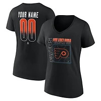 Women's Black Philadelphia Flyers Home Ice Pop Personalized Name & Number V-Neck T-Shirt